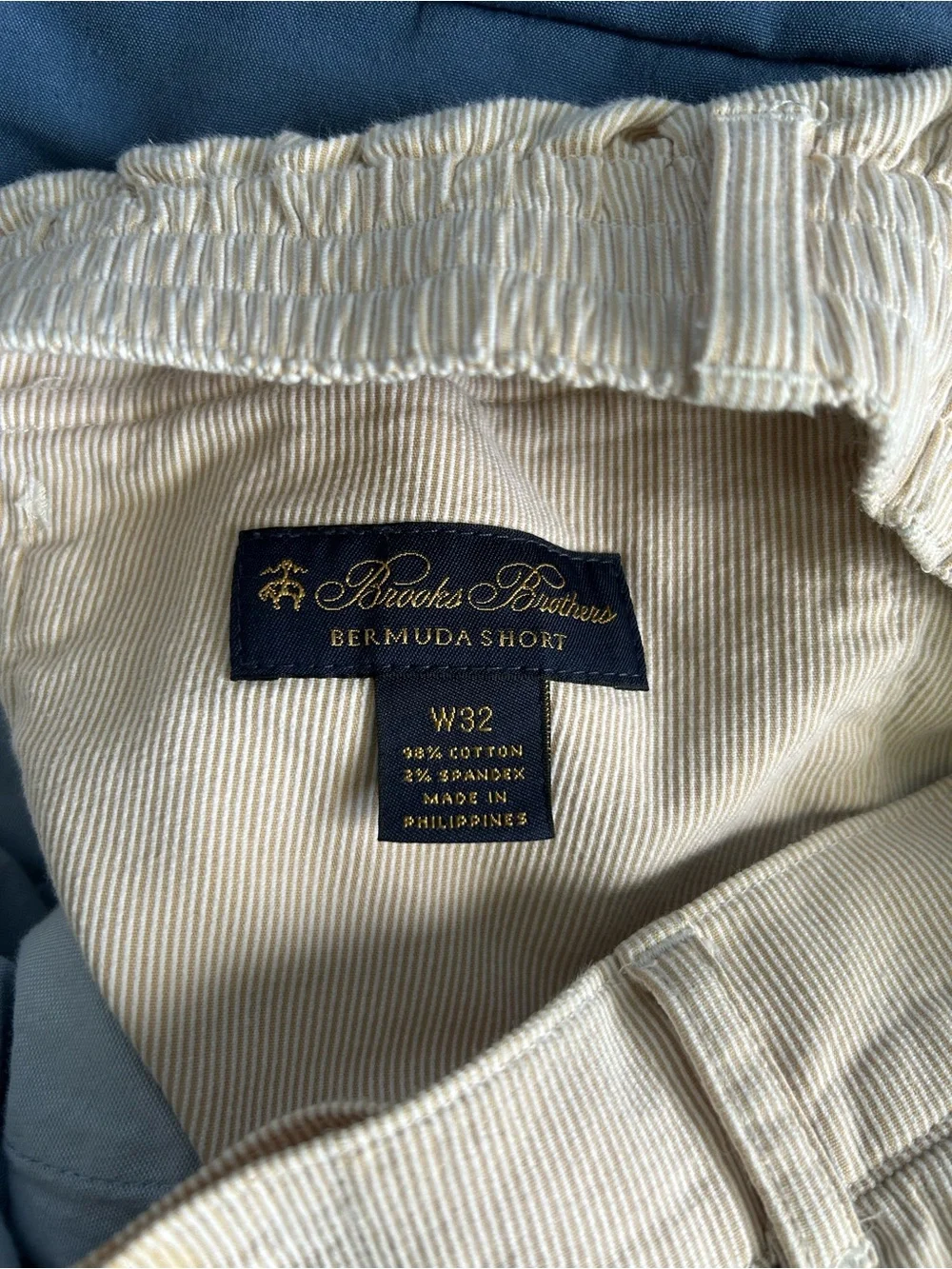 Brooks Brothers Beige Seersucker Bermuda Shorts Size 32